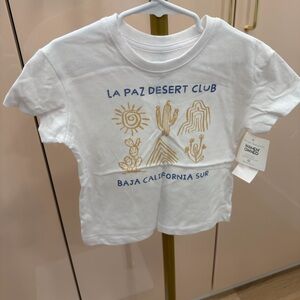 Kids' White Tee with Gold Desert Print